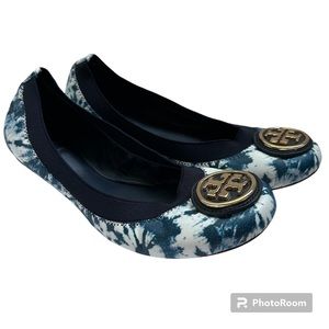 Tory Burch Blue and White Flats